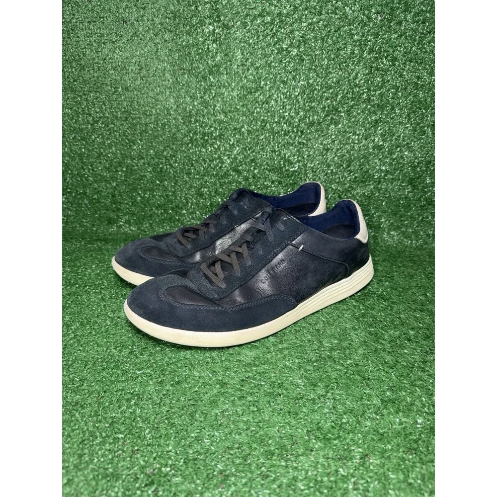 Cole Haan Grand OS Men Size 12 Navy Blue Leather Lace Up Shoes Round Toe Sneaker